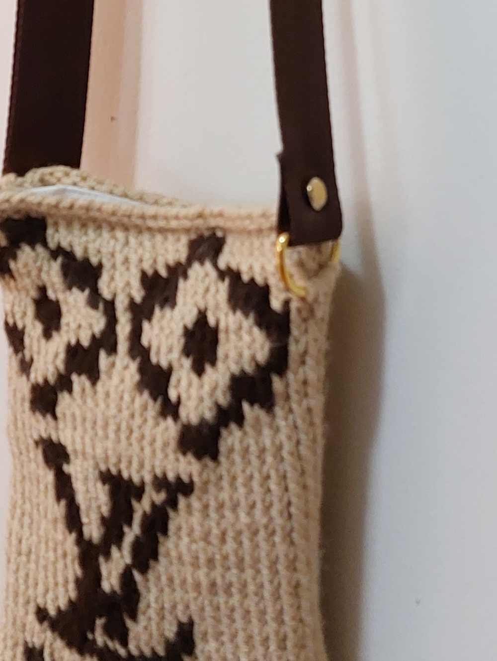 Louis Vuitton Beige Knit Cellphone Case With Front Logo